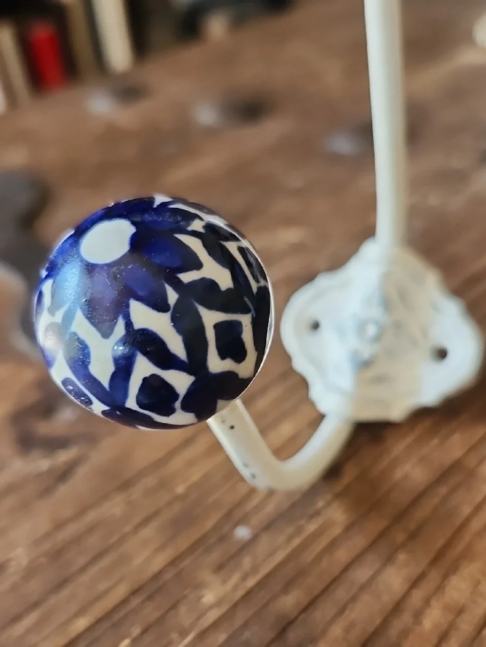 Hand Painted Blue and White Ceramic Wall/Towel Hook